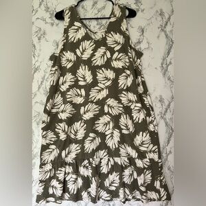 J. Jill Midi Flounced Hem Double V Neck Knit Sleeveless Dress with Pockets Sz L